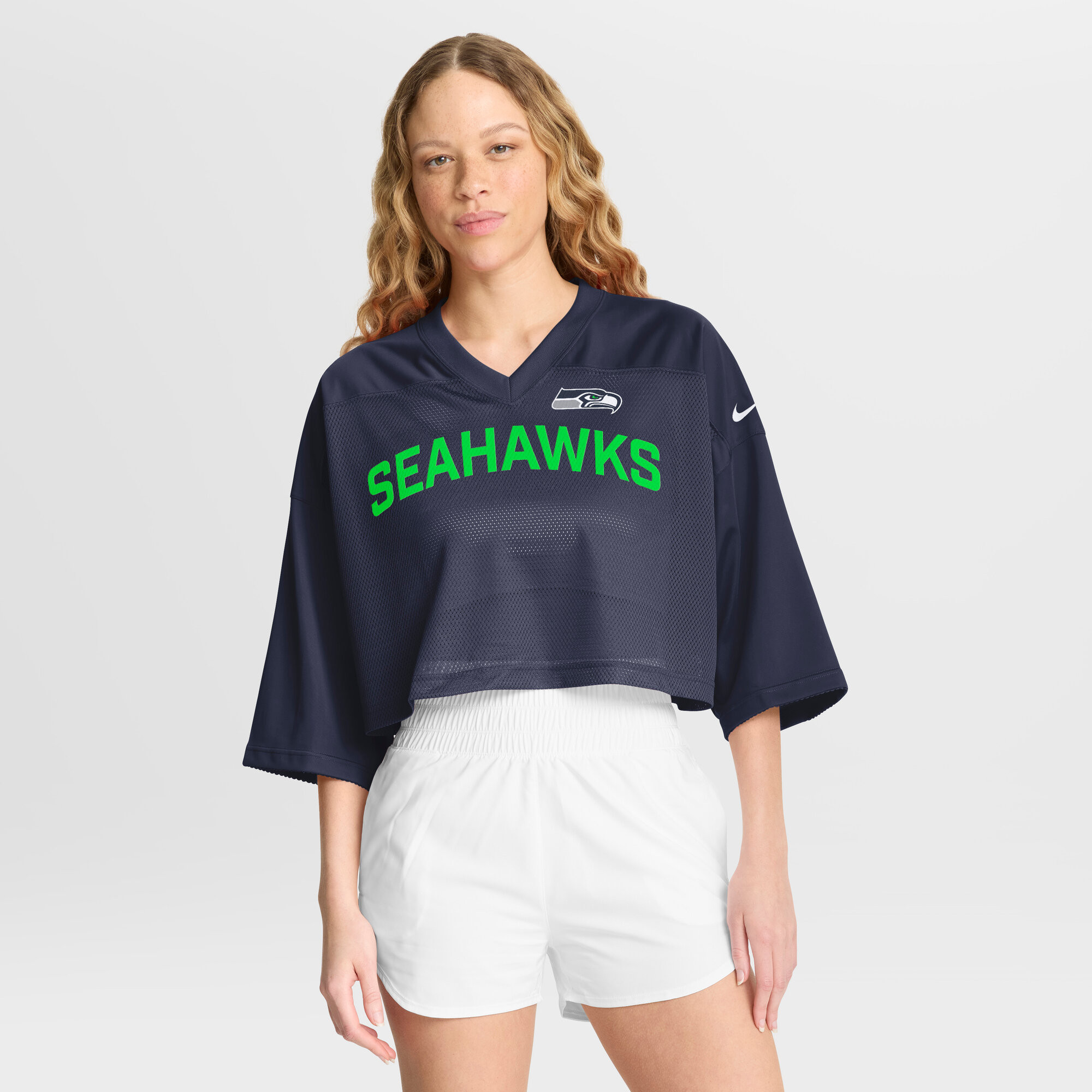 Women's Nike College Navy Seattle Seahawks Primetime Cropped Mesh Dri-FIT Fashion Jersey | Fanatics