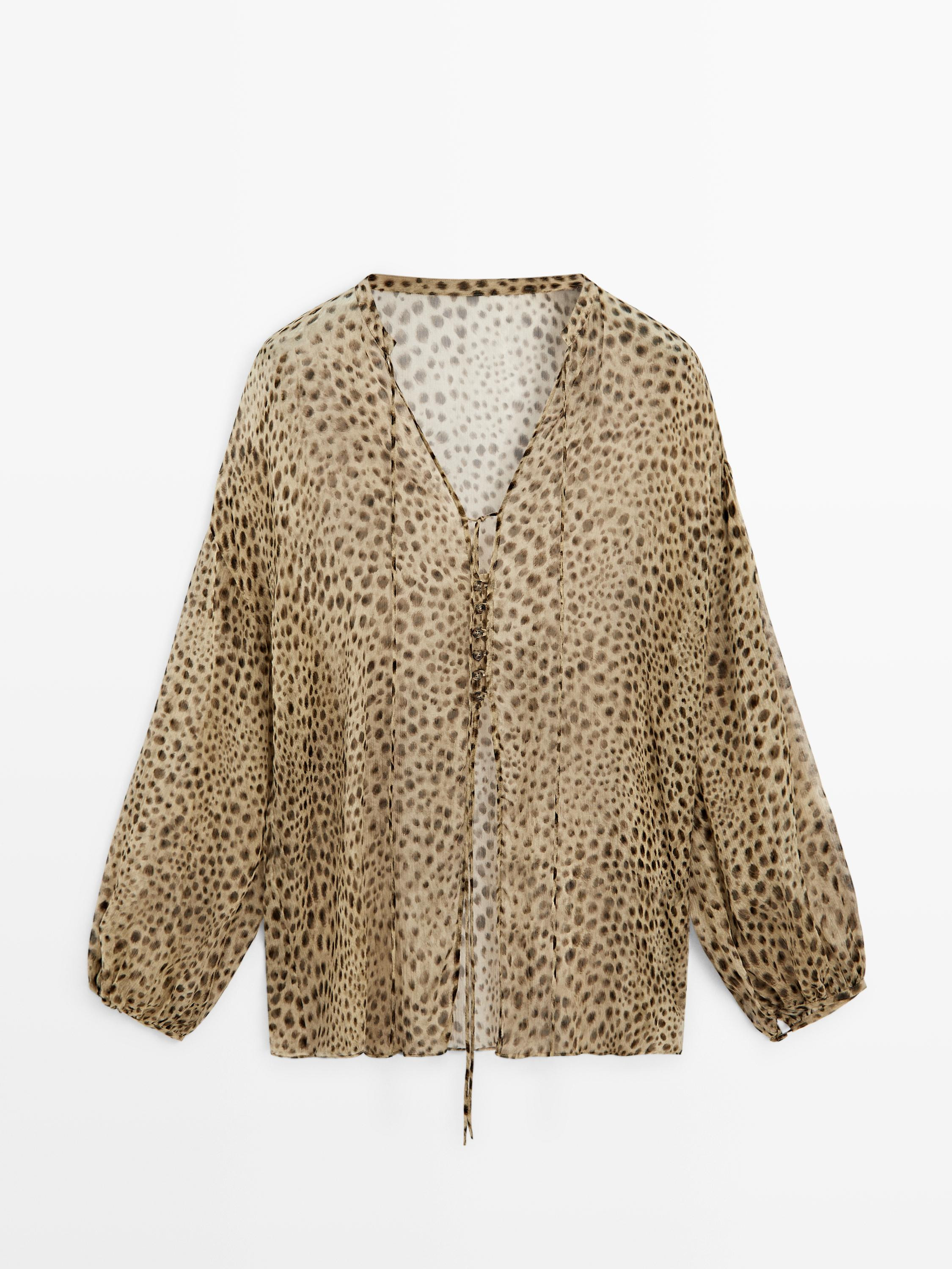 Flowing animal print blouse | Massimo Dutti US