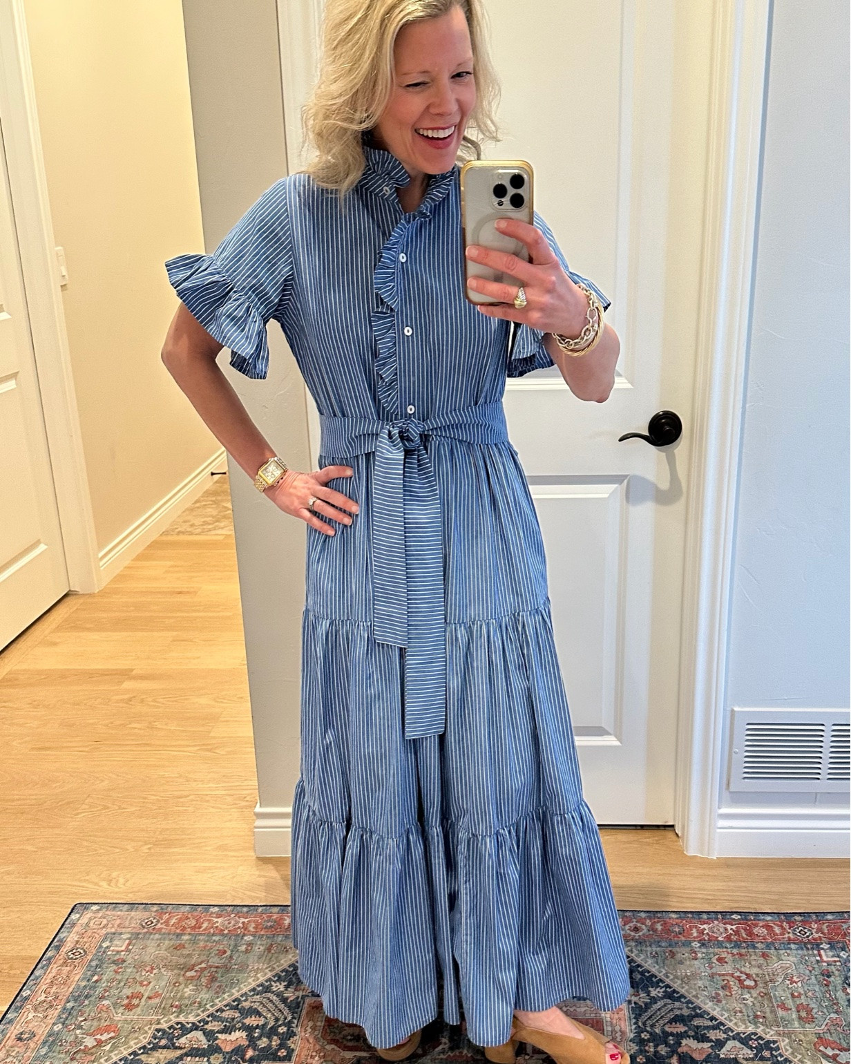 One of most favorite classic summer  dresses is back in stock and several patterns are on sale!!  I bought my regular size, but if in between sizes I would size down. Love this beautiful dress!!