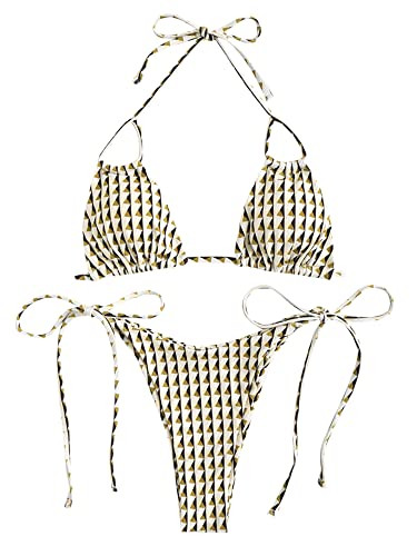 ZAFUL Triangle Bikini for Women 2 Piece Halter Bikini Sets Sexy High Cut Bathing Suit Side Tie Sw... | Amazon (US)
