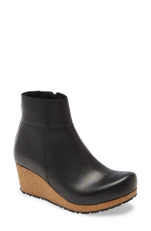 Papillio by Birkenstock Ebba Wedge Bootie in Black Leather at Nordstrom, Size 6-6.5Us | Nordstrom