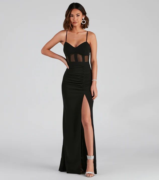 Alexia Formal High Slit Illusion Dress | Windsor Stores