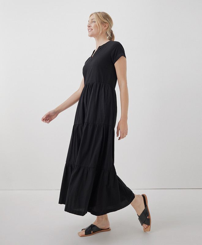 Women’s Sunset Light Gauze Notch Neck Dress made with Organic Cotton | Pact | Pact Apparel