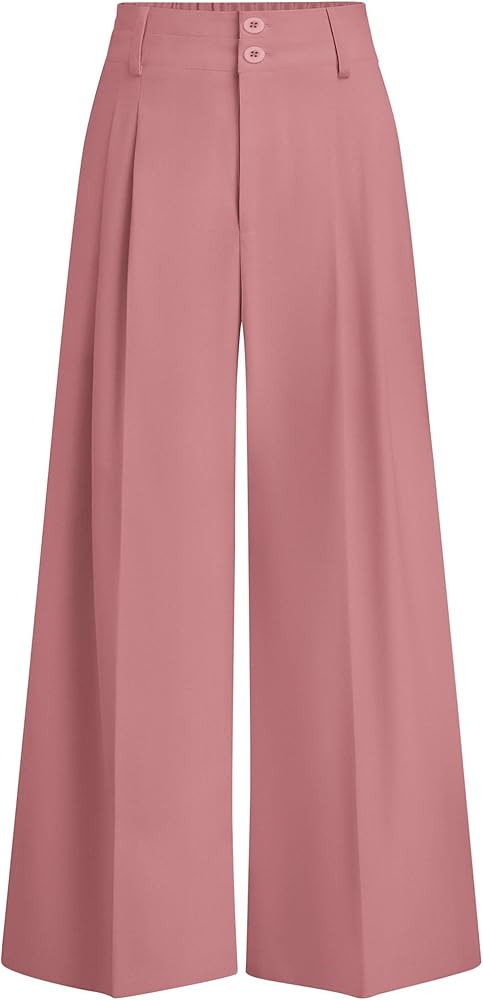 PRETTYGARDEN Womens Spring Wide Leg Palazzo Pants 2026 Trendy Loose Button High Waist Pleated Wor... | Amazon (US)