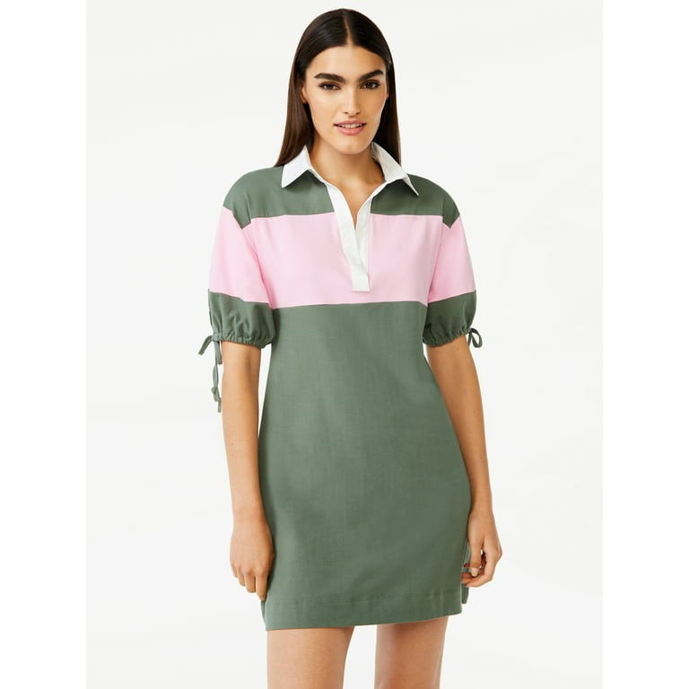 Free Assembly Women's Polo Mini Dress with Tie Sleeves | Walmart (US)