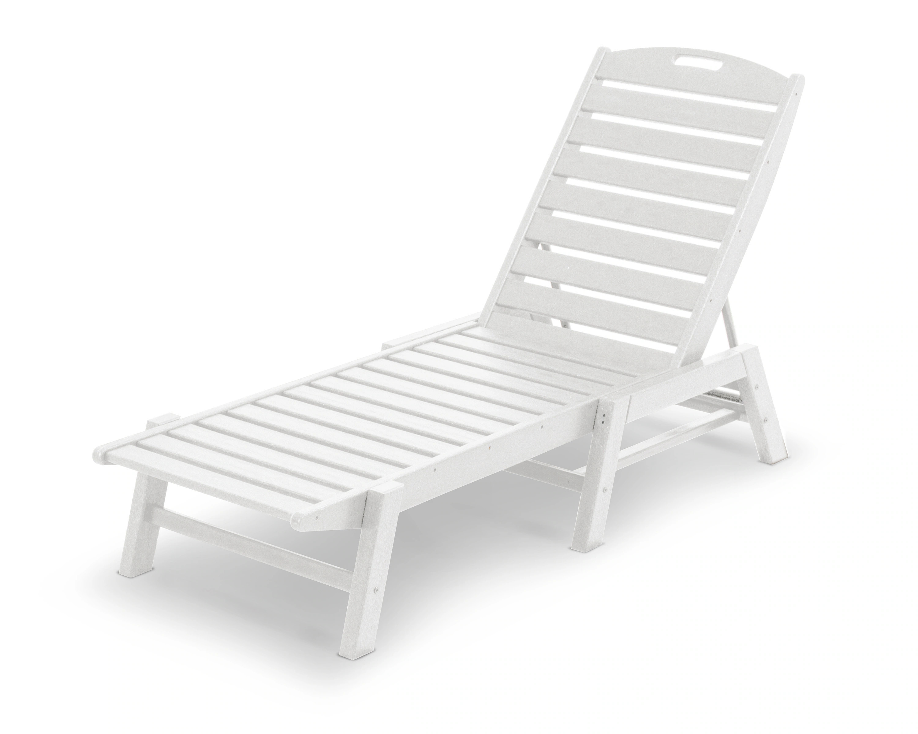 POLYWOOD Nautical White Plastic Frame Stationary Chaise Lounge Chair with Slat Seat | NAC2280WH | Lowe's