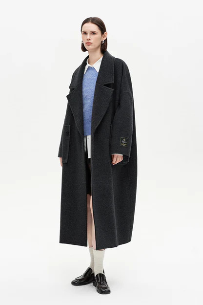 SELFWHO 100% Sheep Wool Blend Long Double-Faced Coat | SELFWHO