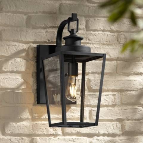 Possini Euro Ackerly 17 1/4" High Textured Black Outdoor Wall Light - #571F1 | Lamps Plus | Lamps Plus