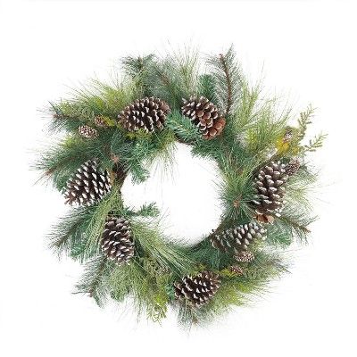 Northlight 28" Unlit Mixed Long Needle Pine and Pine Cone Artificial Christmas Wreath | Target
