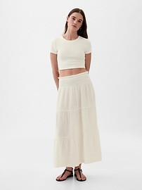 Crinkle Gauze Tiered Maxi Skirt | Gap (CA)