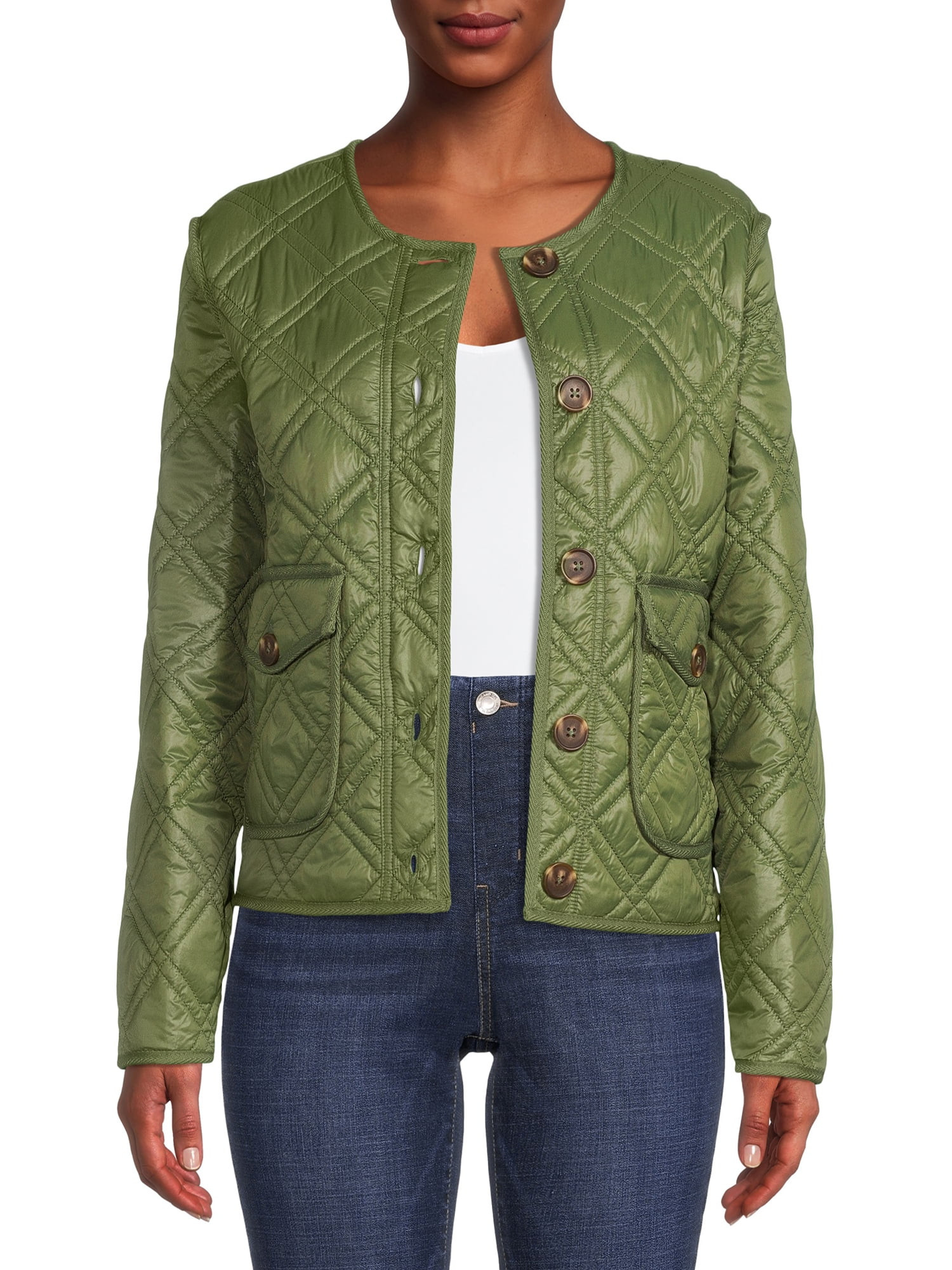 Time and Tru Women's Quilted Jacket - Walmart.com | Walmart (US)