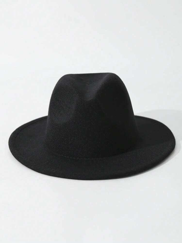 1pc Unisex Solid Boho Panama Hat Fedora Hat Jazz Beach Hat Soft Felt Hat Sun Hat Suitable For Daily | SHEIN