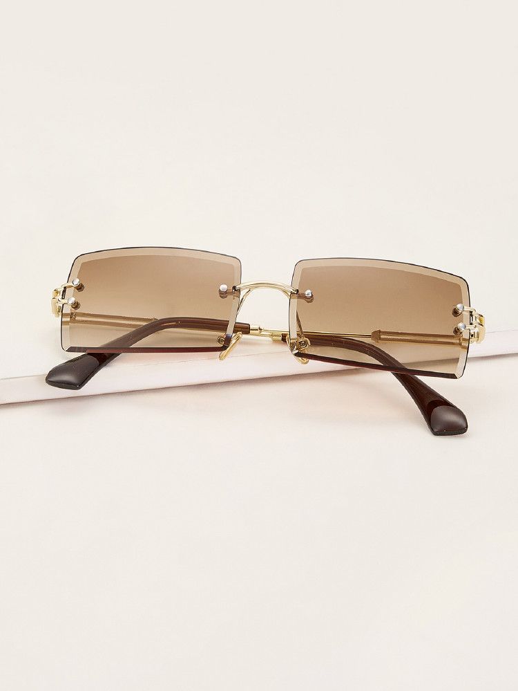 Rimless Square Frame Fashion Glasses | SHEIN