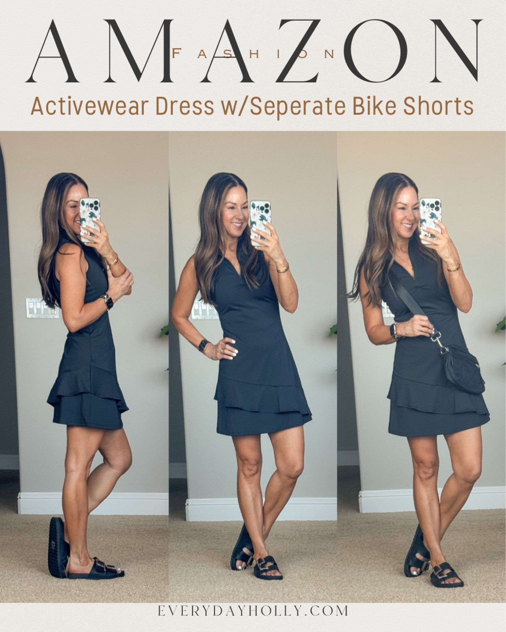 Amazon Activewear dress with separate shorts is SOOO good!! And, it’s flattering and comfortable! Perfect for everyday athleisure, tennis, pickleball, theme parks, travel… Size XS in black.  Comes in XS-2XL 14 Colors, puffer crossbody bag, 2 strap sandals. 


#LTKOver40 #LTKFitness #LTKStyleTip
