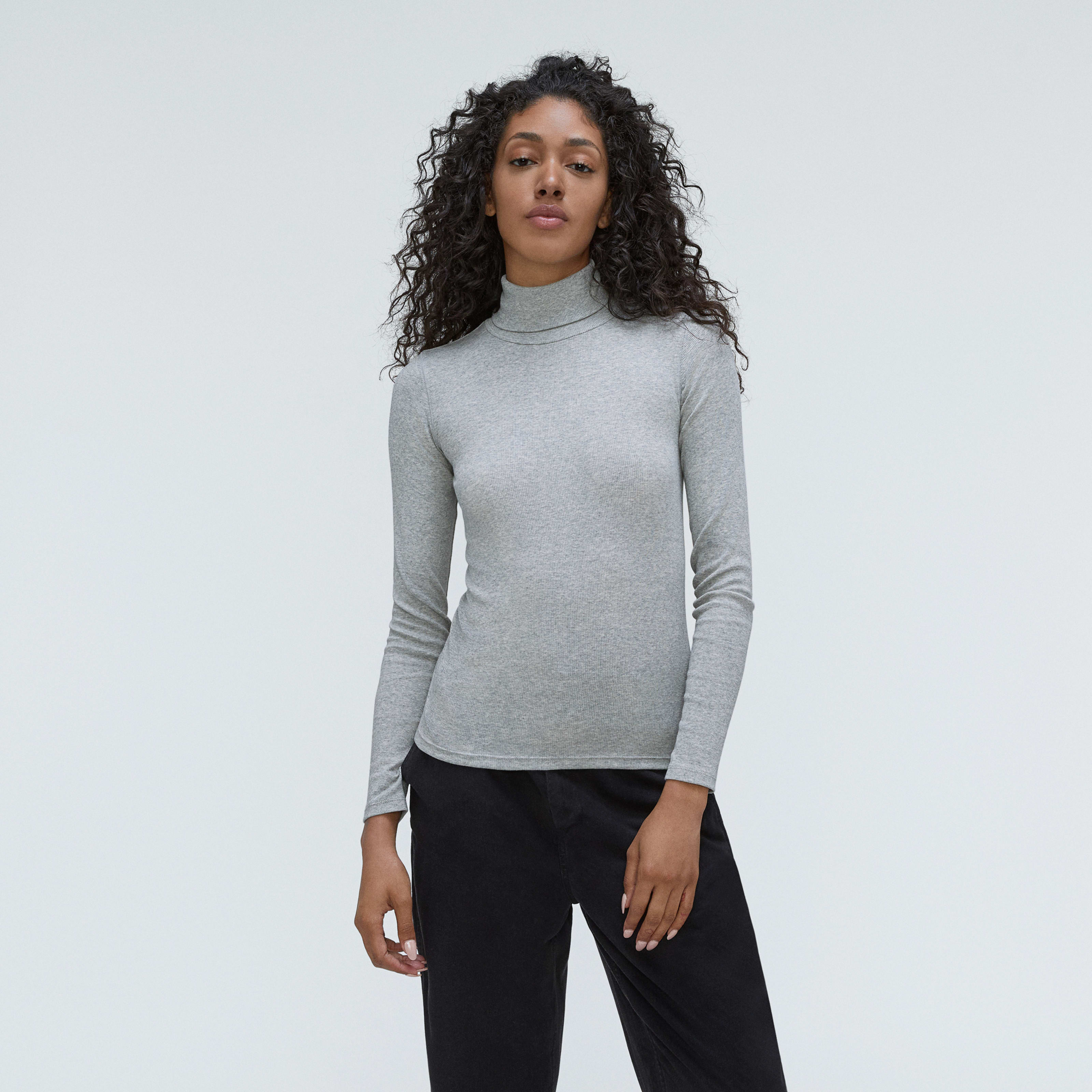 Women's Luxe Rib Turtleneck Sweater by Everlane in Washed Heathered Grey, Size XXS | Everlane