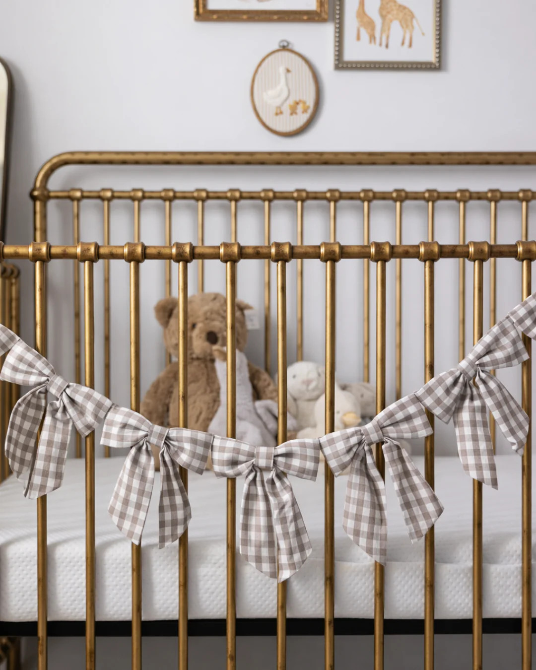 Beige Gingham Fabric Bows Garland | By Luxe B Co. | luxe bCO