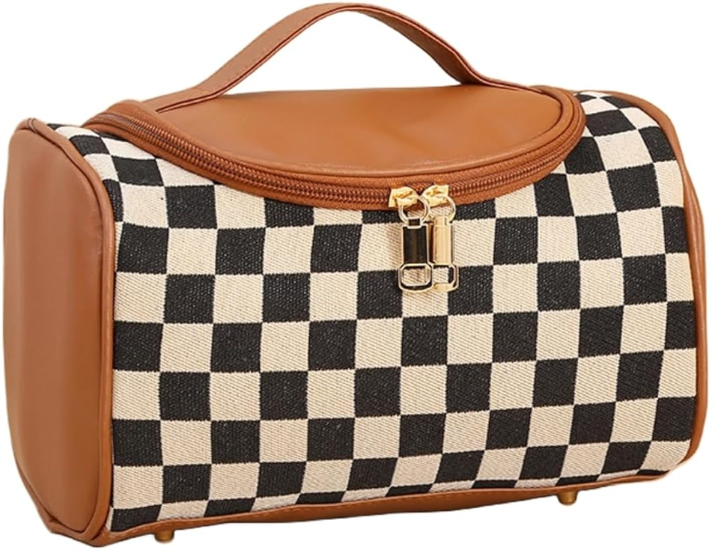 Checkered Makeup Bag Travel Purse Toiletry Bag Women Cute Cosmetic Case Portable Hanging Organize... | Amazon (US)