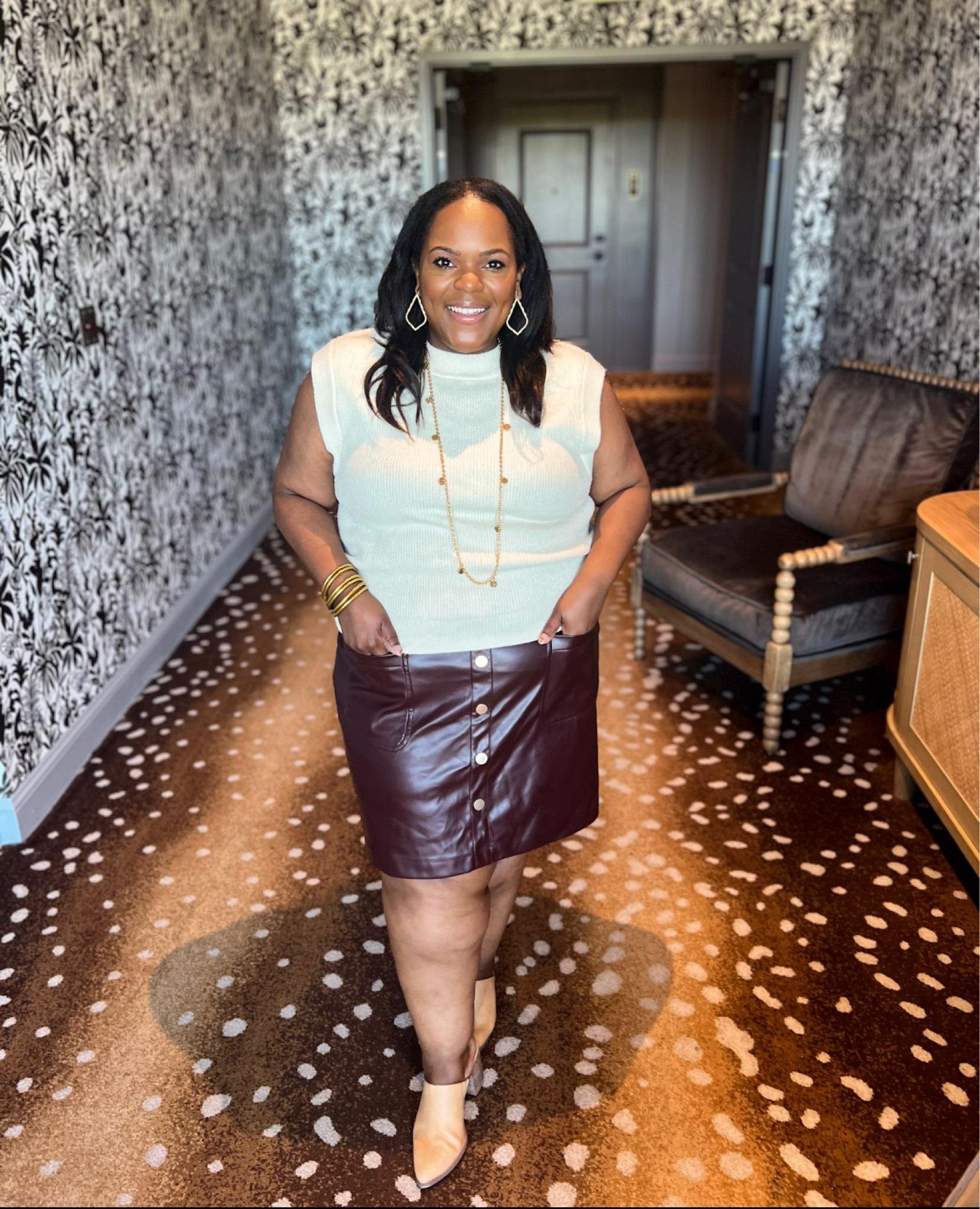 The perfect Fall look from Target! 

Faux leather skirt / sweater vest / Fall insp / style insp for Fall

#LTKplussize #LTKworkwear #LTKSeasonal