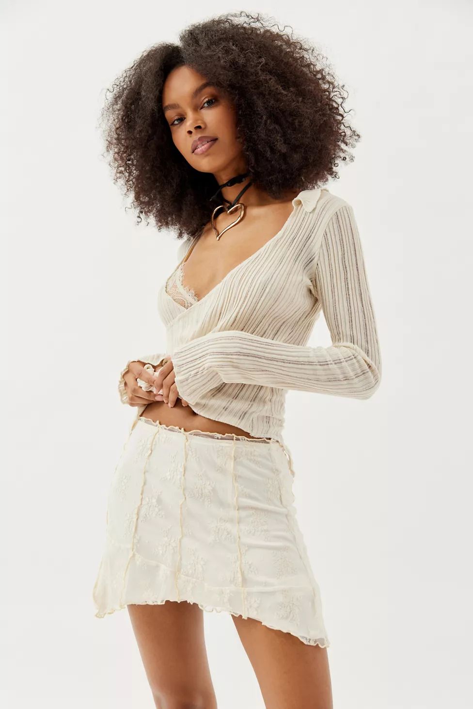 UO Lola Lace Spliced Mini Skirt | Urban Outfitters (US and RoW)