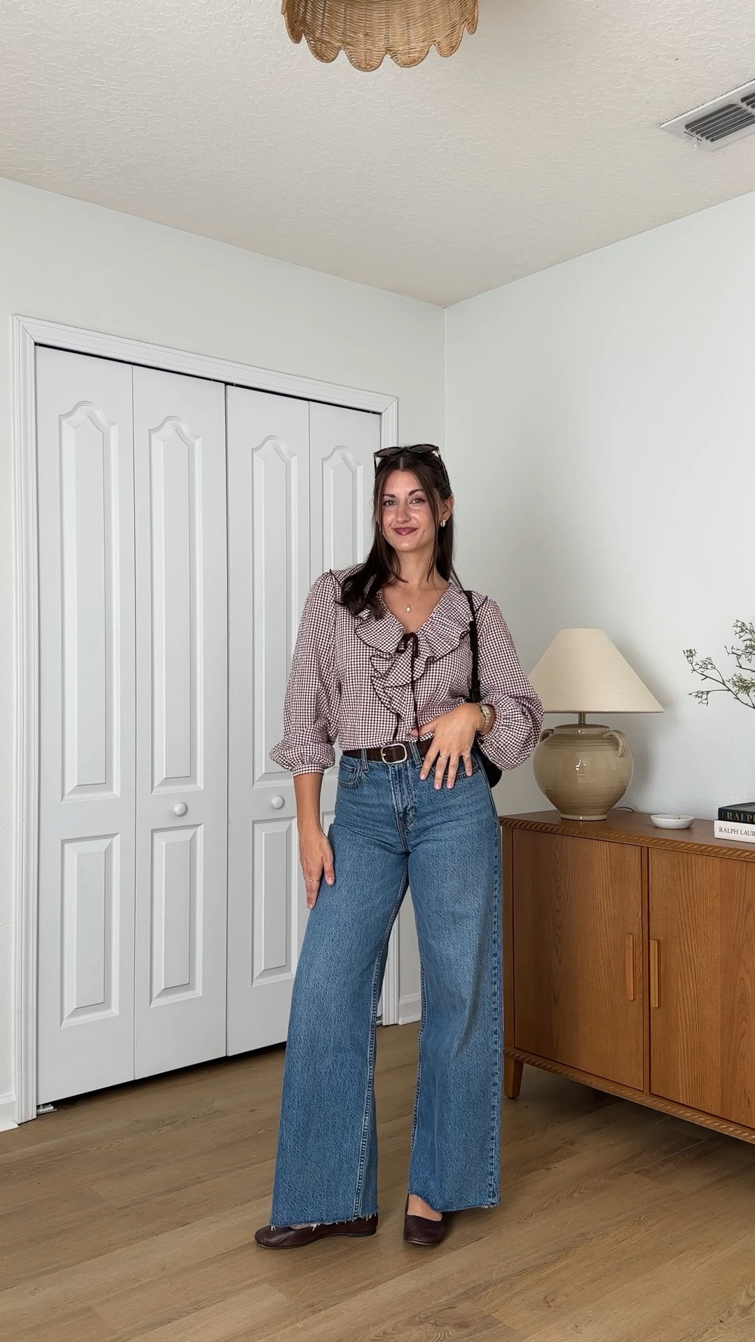 Simple fall outfit! Wearing small top, 25R jeans, flats run tts and very comfy! Belt is old - similar linked

#LTKSeasonal #LTKSaleAlert #LTKStyleTip