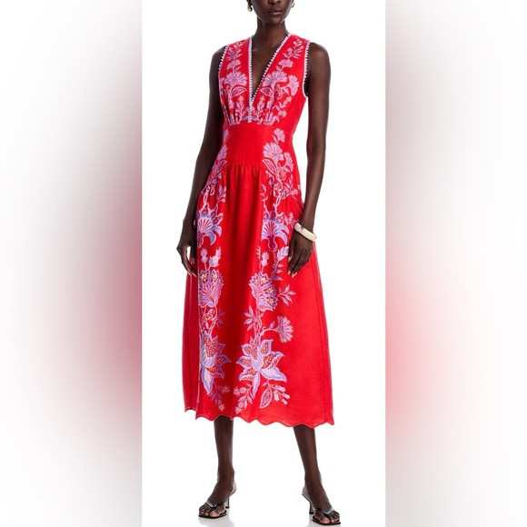 FARM Rio Porcelain Garden Linen Midi Dress | Poshmark