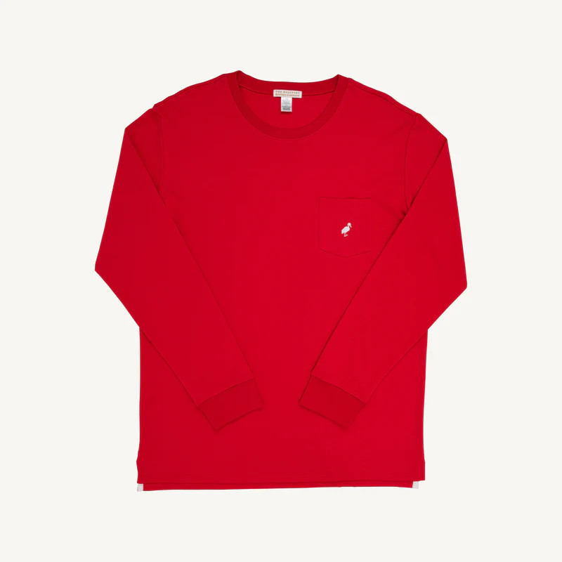 Long Sleeve Carter Crewneck (Men) - Richmond Red with Worth Avenue Whi | The Beaufort Bonnet Company