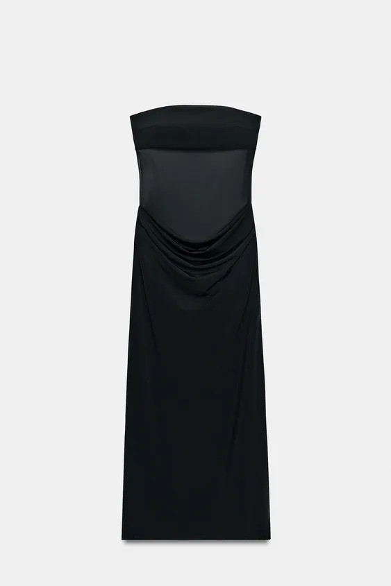 COMBINATION DRAPED MIDI DRESS | Zara US