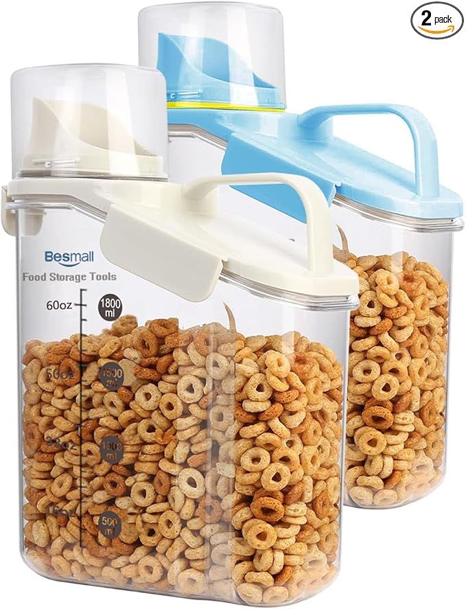 Cereal Containers Storage,2L Airtight Large Dry Food Storage Containers with Pouring Spout, Measu... | Amazon (US)