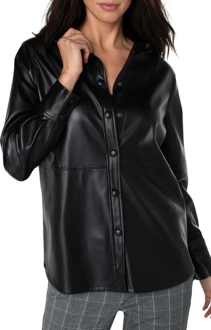 Liverpool Los Angeles Seamed Faux Leather Shacket | Nordstrom | Nordstrom