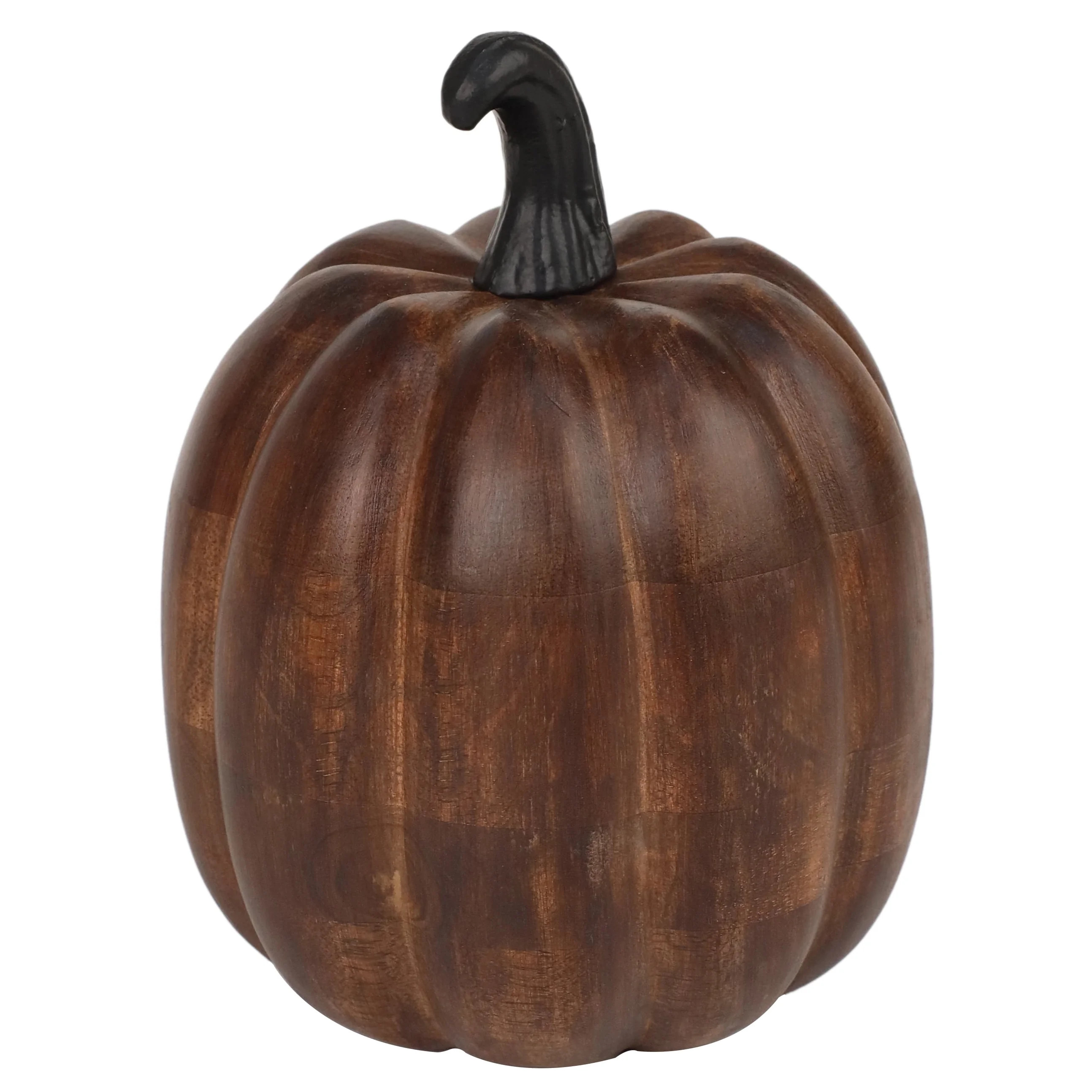 Halloween 8 inch Walnut Wooden Pumpkin Decoration by Way to Celebrate | Walmart (US)