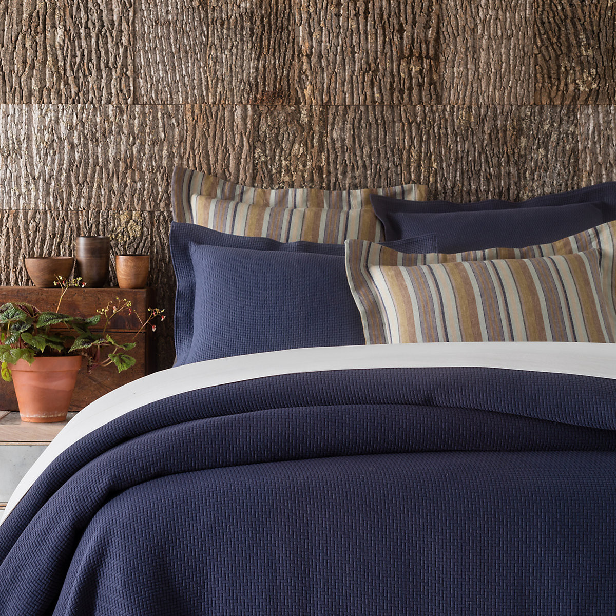 Interlaken Ink Matelass&eacute; Coverlet | Pine Cone Hill | Annie Selke