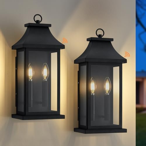 tewei 18'' Dusk to Dawn Outdoor Light Fixture, Porch Lights Outdoor Wall Sconce Lantern, 2-Light ... | Amazon (US)