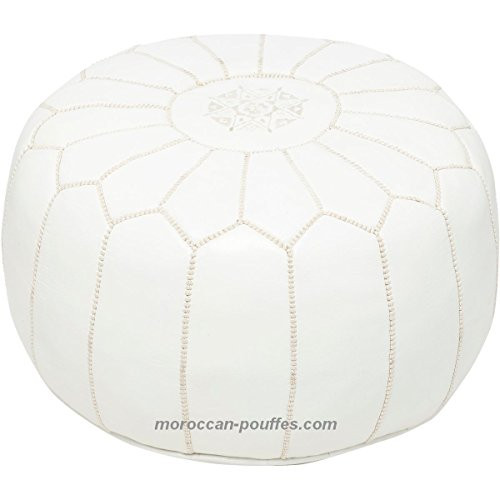 moroccan poufs leather luxury ottomans footstools white unstuffed - Walmart.com | Walmart (US)