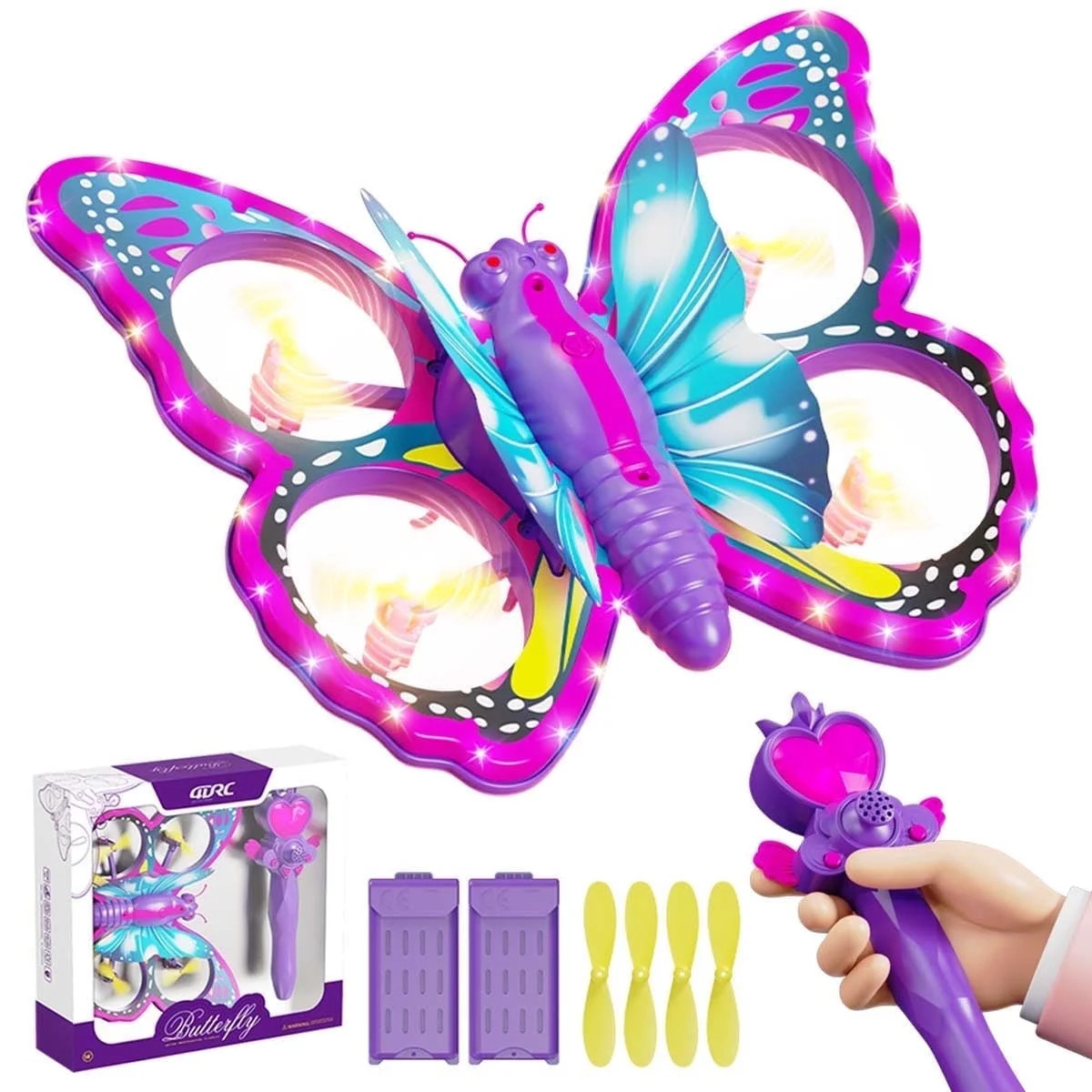 Jiakora Remote Control Butterfly Drone for Kids with Colorful Lights, 2.4GHz RC Flying Toy with 3... | Walmart (US)