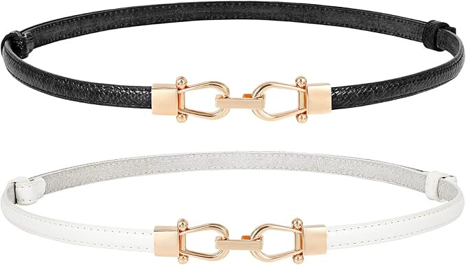 WHIPPY 4 Pack Women Skinny Leather Belt Adjustable Fashion Dress Belt Thin Waist Belts for Ladies... | Amazon (US)