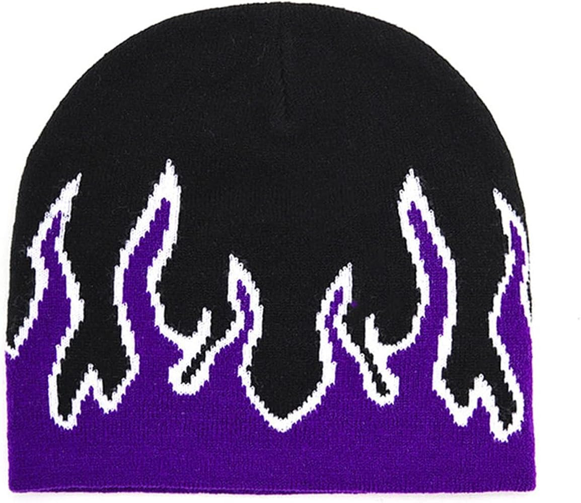 Fire Flame Beanie (Pack of 1pcs) Baggy Slouchy Knit Rock Punk Ski Hat Skull Cap | Amazon (US)