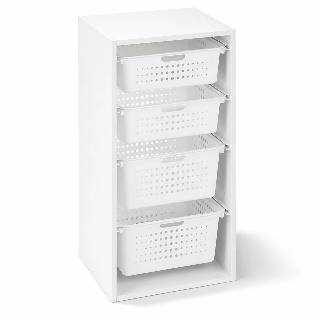 Your Zone Kids Sliding Bin Organizer with 4 Storage Bins White | Walmart (US)