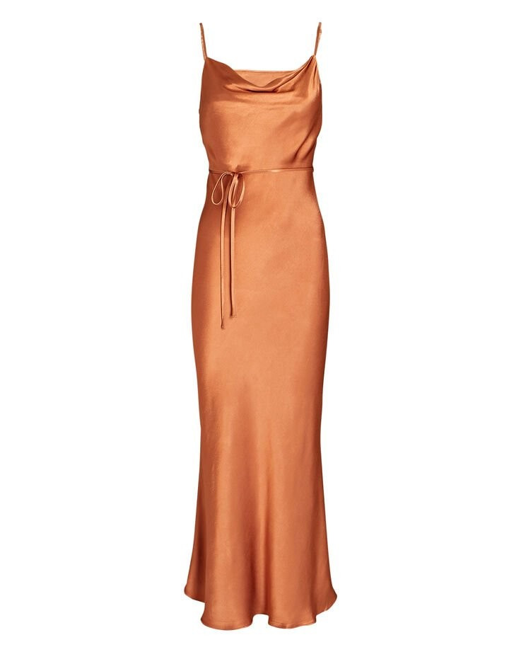 La Lune Belted Satin Midi Dress | INTERMIX