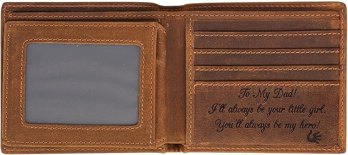 Engraved Leather Men Wallet - Customized Father's Wallets - Personalized Unique Gift For Dad As B... | Amazon (US)
