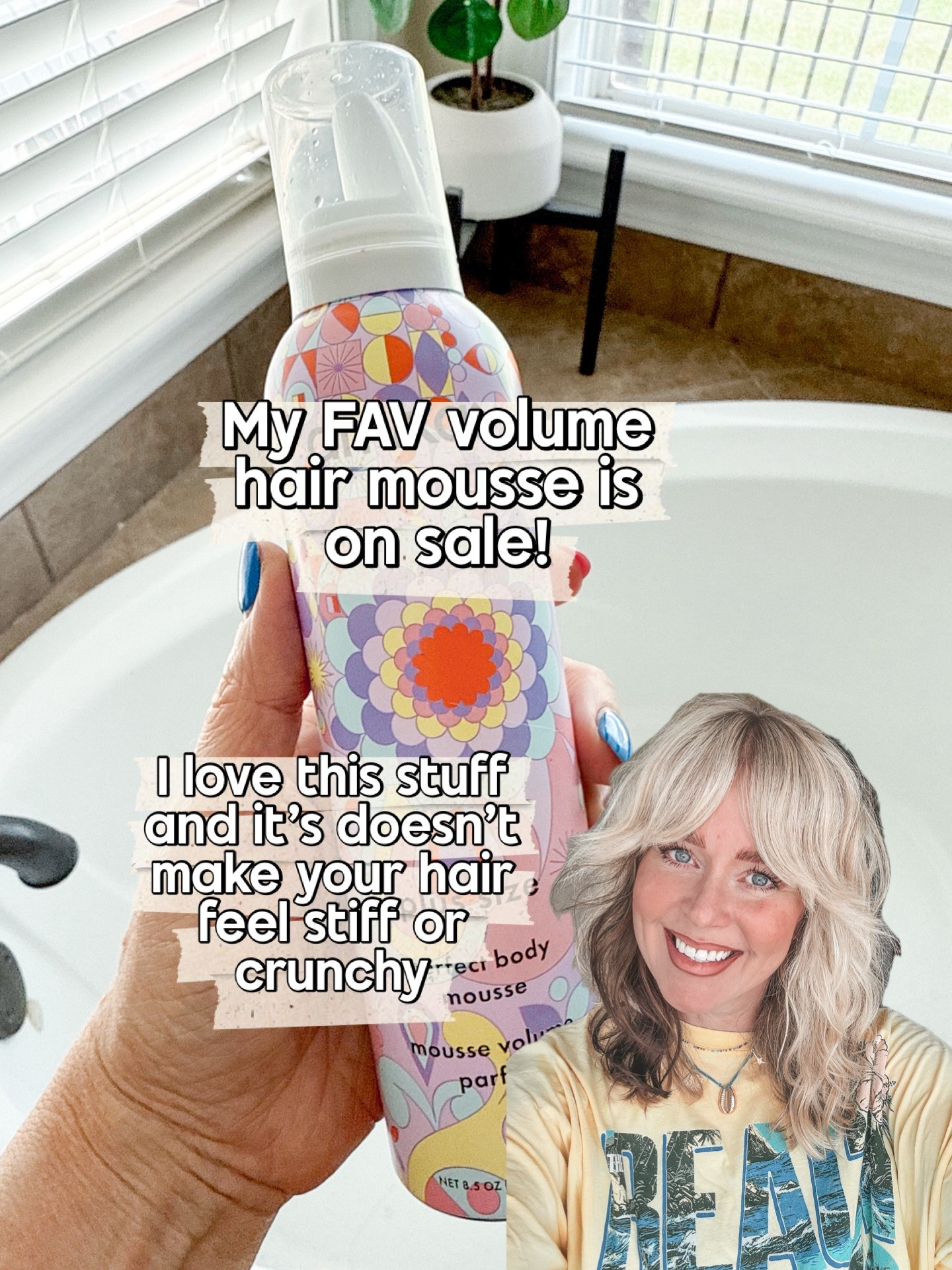 This Amika mousse is on sale with Amazon prime deals and I use it every time I wash my hair! The best mousse I’ve found in a long time. Doesn’t leave any stiffness or crunchiness to your hair either! 👏🏼