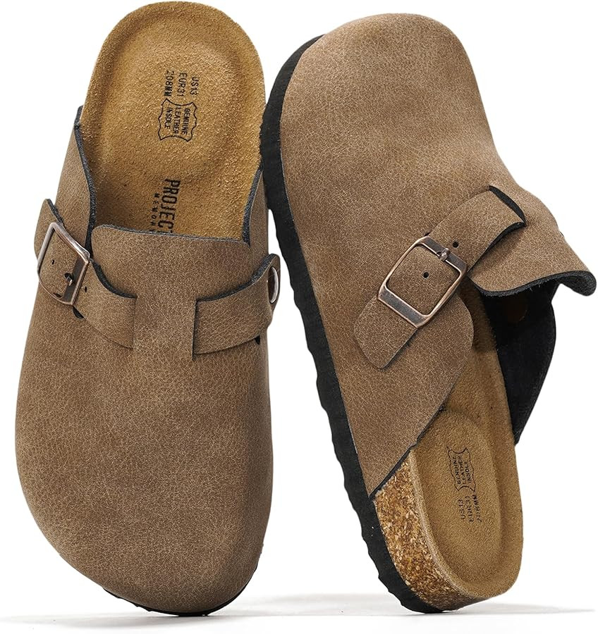 Project Cloud 100% Genuine Leather Kids Clogs with Natural Cork Footbed & Memory Foam Insole Arch... | Amazon (US)