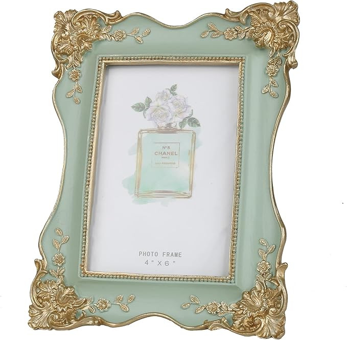 Kaolituis Vintage Picture Frame 4x6 with Gold Trim Antique Tabletop Wall Hanging Photo Frame with... | Amazon (US)