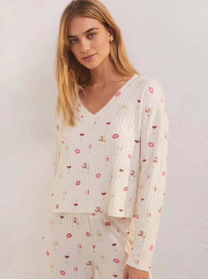 Z Supply Valentina Wine Long Sleeve Top | SculptHouse