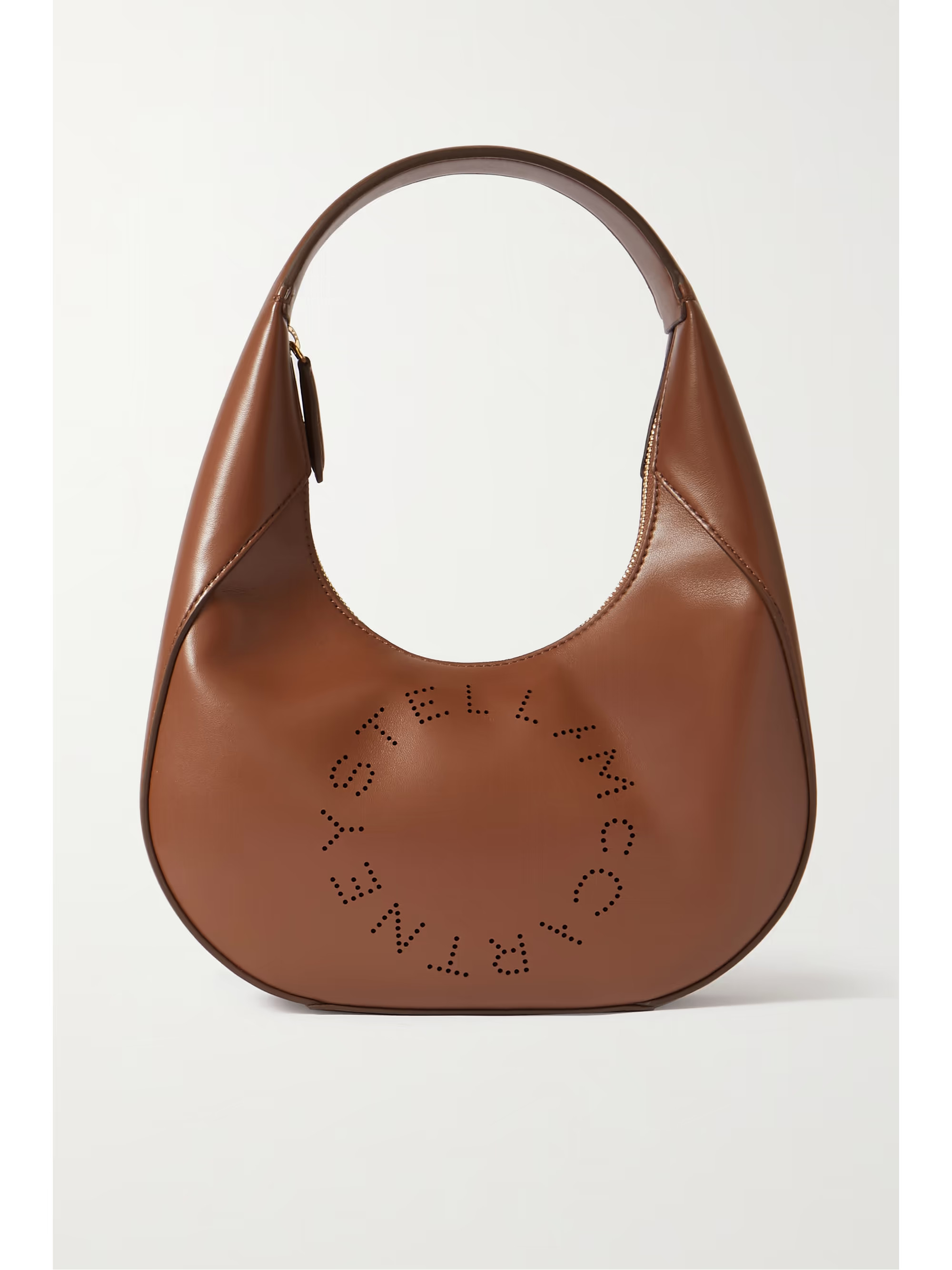 Brown Small perforated vegetarian leather shoulder bag | STELLA MCCARTNEY | NET-A-PORTER | NET-A-PORTER (US)