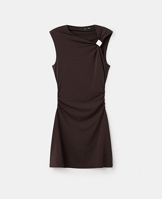 Women's Asymmetrical Neck And Metallic Detail Dress | Macy's