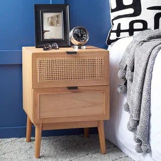 SAFAVIEH Baisley 2-Drawer Rattan Nightstand | Bed Bath & Beyond
