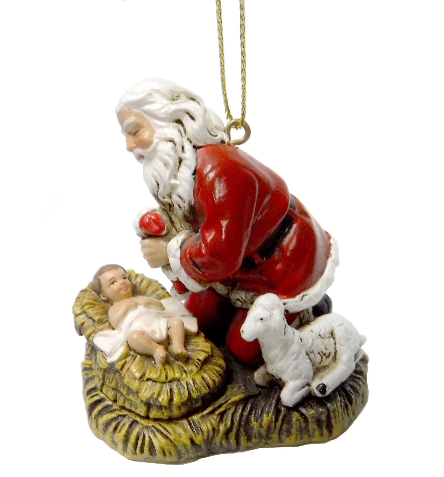 2.5" Kneeling Santa with Baby Jesus Christmas Ornaments | Amazon (US)