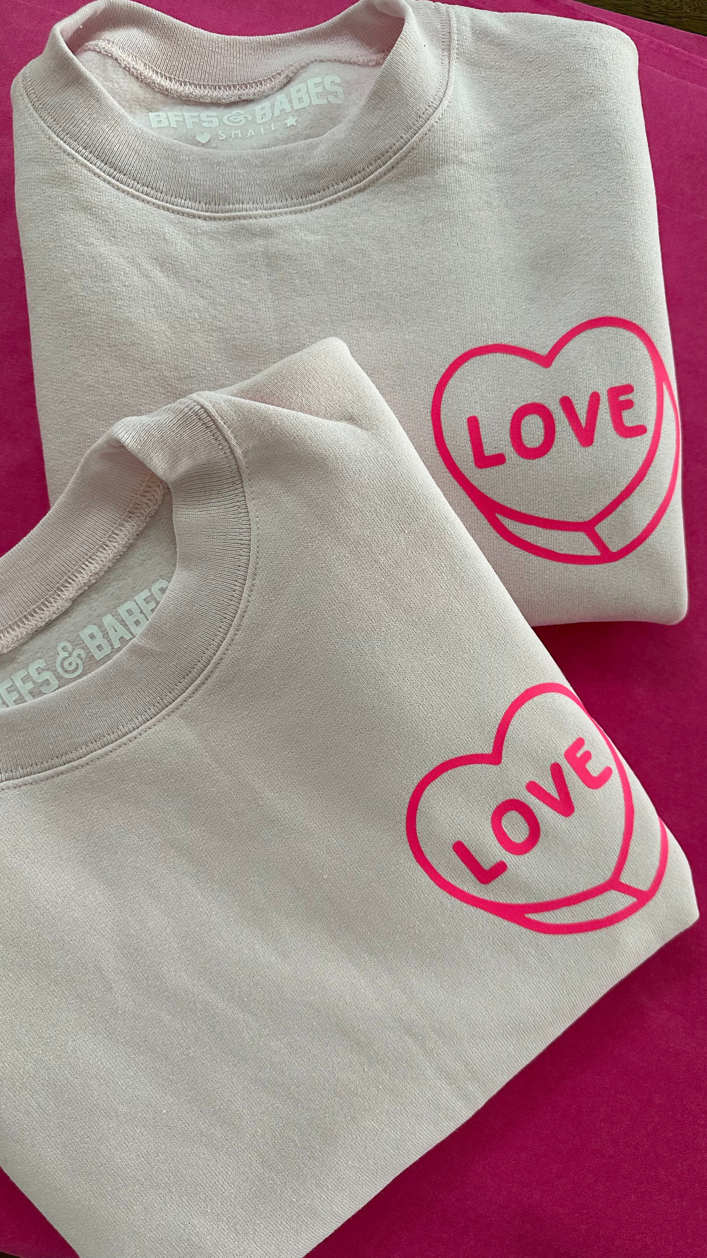 LUV LETTERS ♡ personalizable pink adult sweatshirt | BFFS & BABES