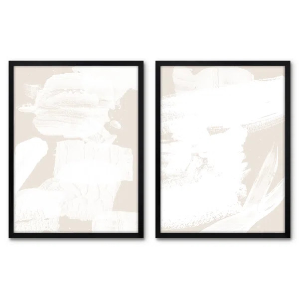 2 Piece Wrapped Canvas & Framed Print Set - Abstract Beige by Thomas Succes | Wayfair North America