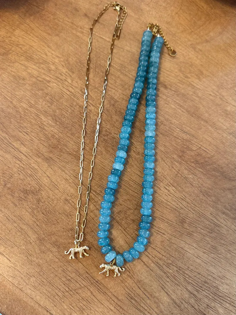 Jacksonville Football Jaguars Charm Beaded Necklace Paperclip Chain Necklace AFC Champs Jax Duval... | Etsy (Global)